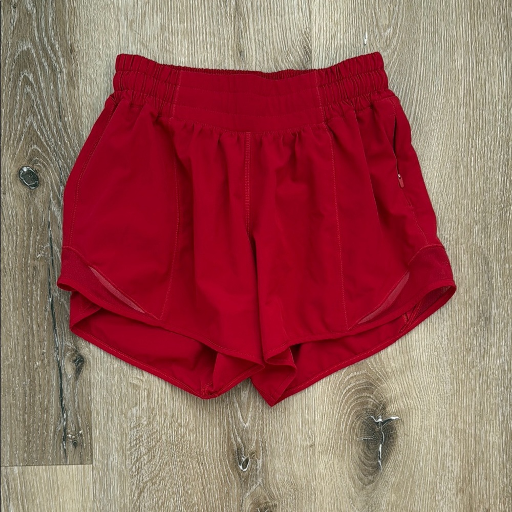 Lululemon Athletica Red Hotty Hot low rise shorts